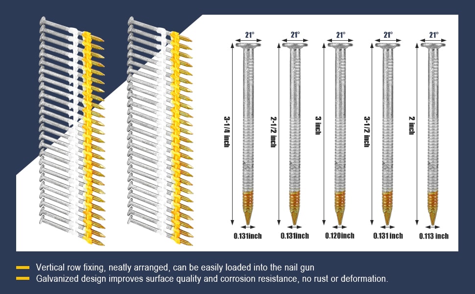 21 degree framing nails 3 1 2